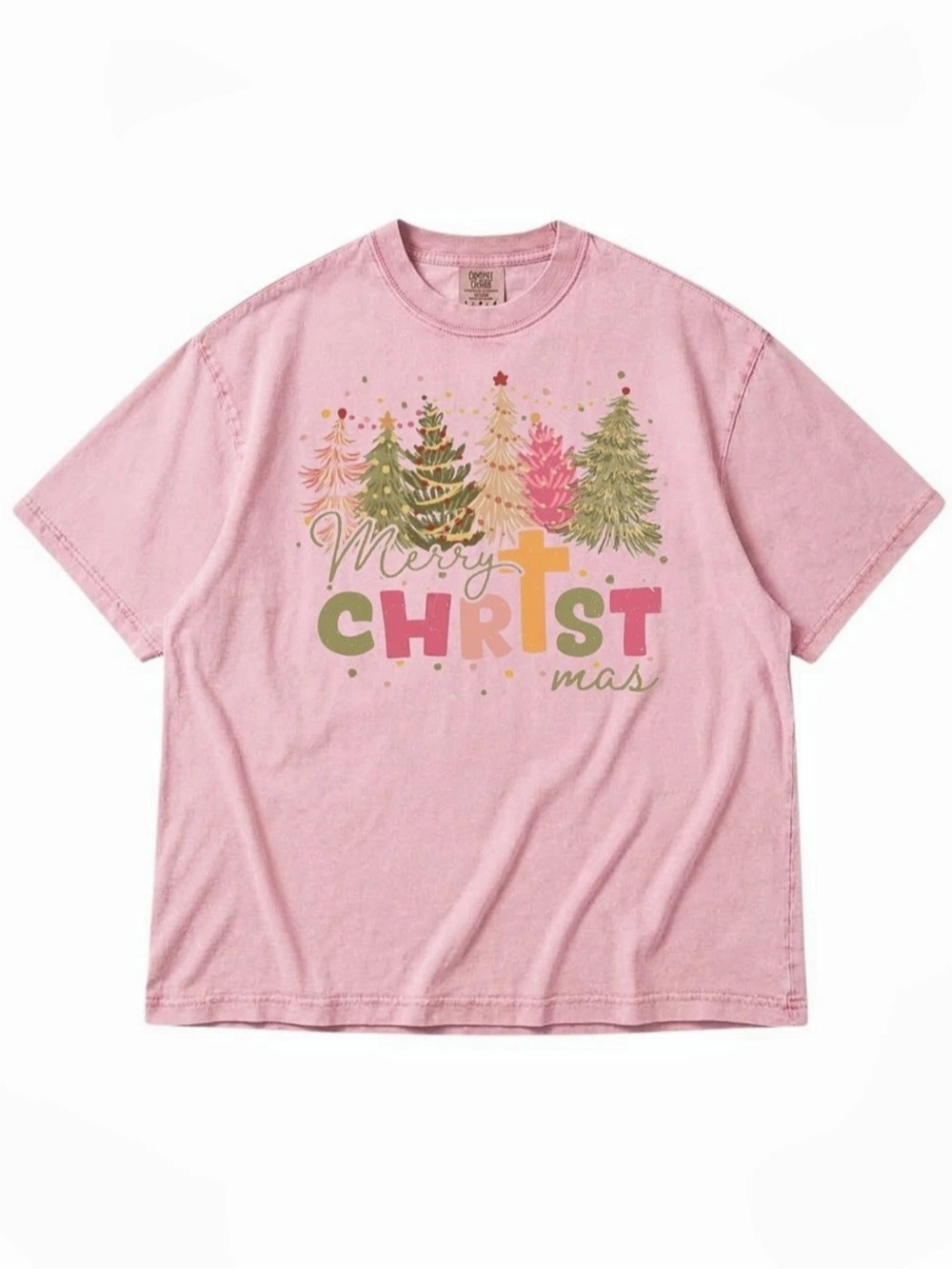 Comfort Colors Christmas Graphic Short Sleeve Tee in Blossom